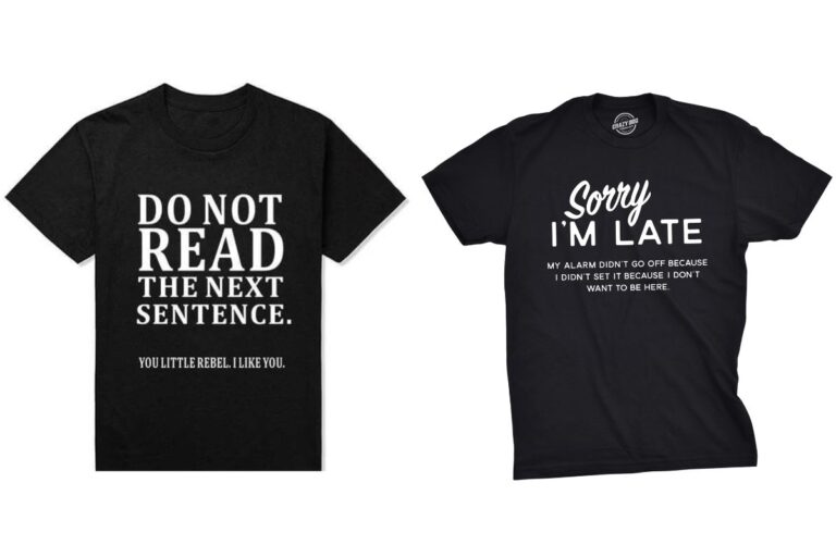 Two funny men's t-shirt shown in the image