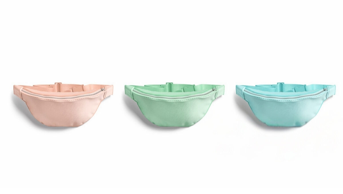 A collection of different custom waist bags shown in the image