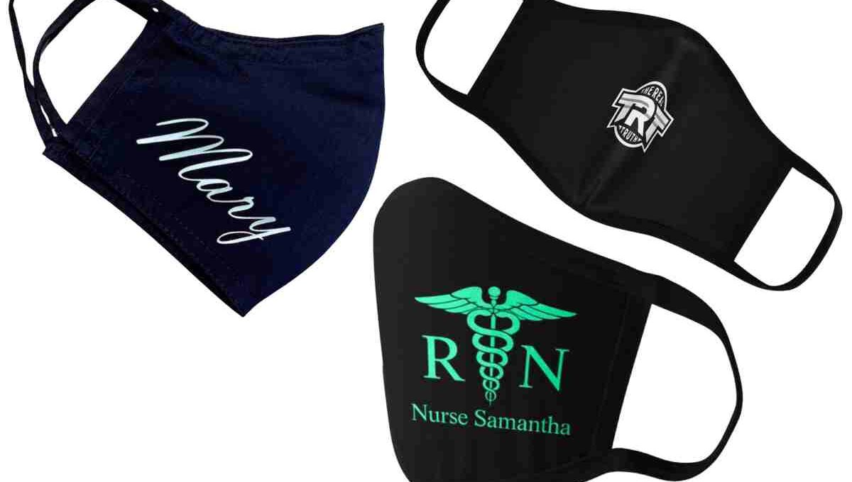 A collection of different personalized cloth mask shown in the image