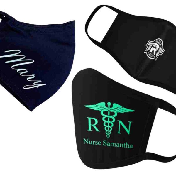 A collection of different personalized cloth mask shown in the image
