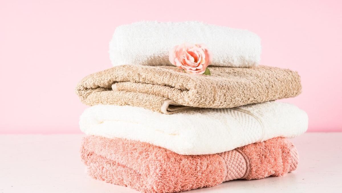 A collection of personalized bath towel kept with each other