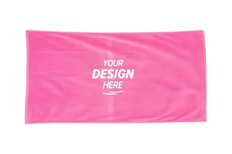 A custom beach towel shown in the image