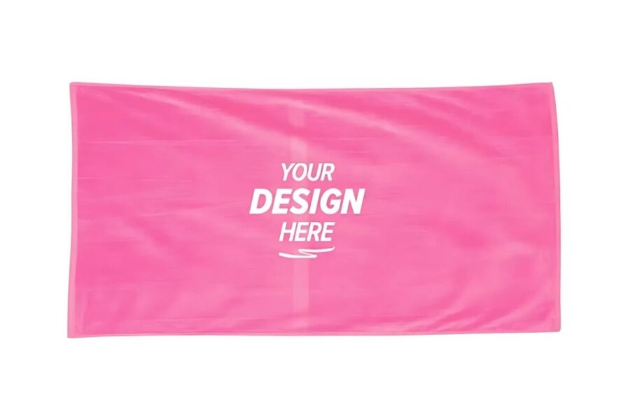 A custom beach towel shown in the image