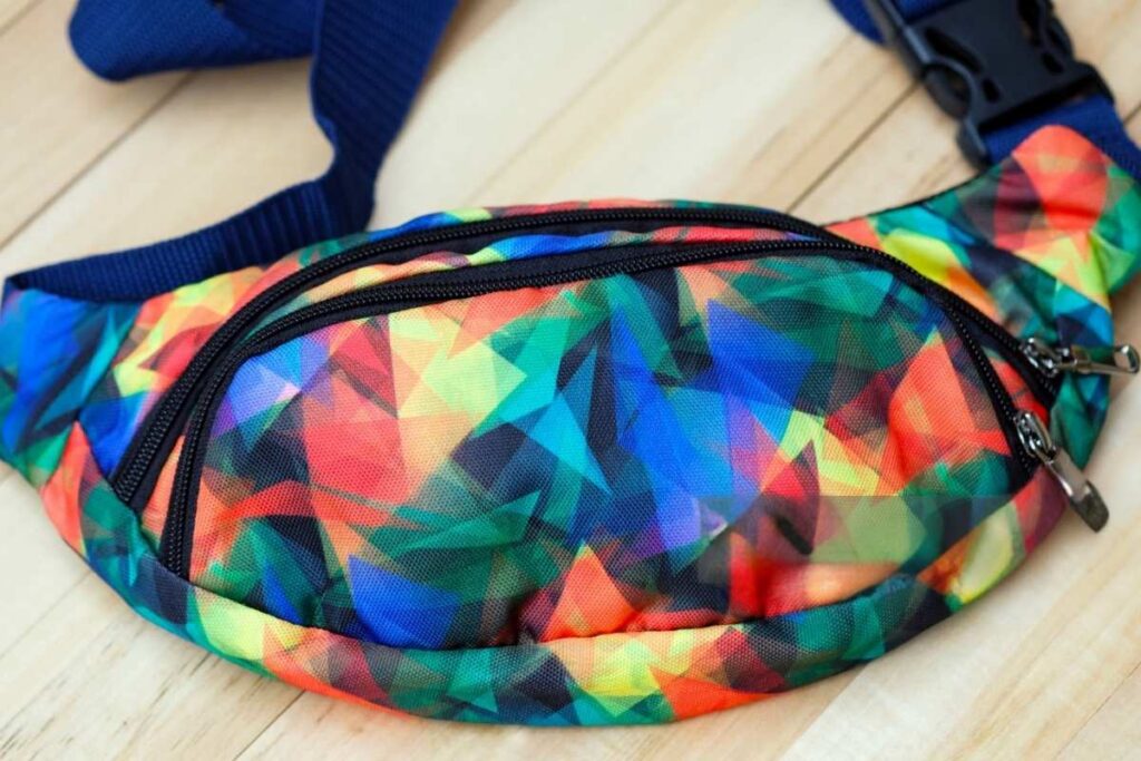A custom waist bag kept on a table