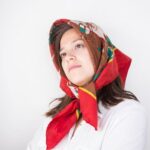 A lady wearing a personalized headscarf