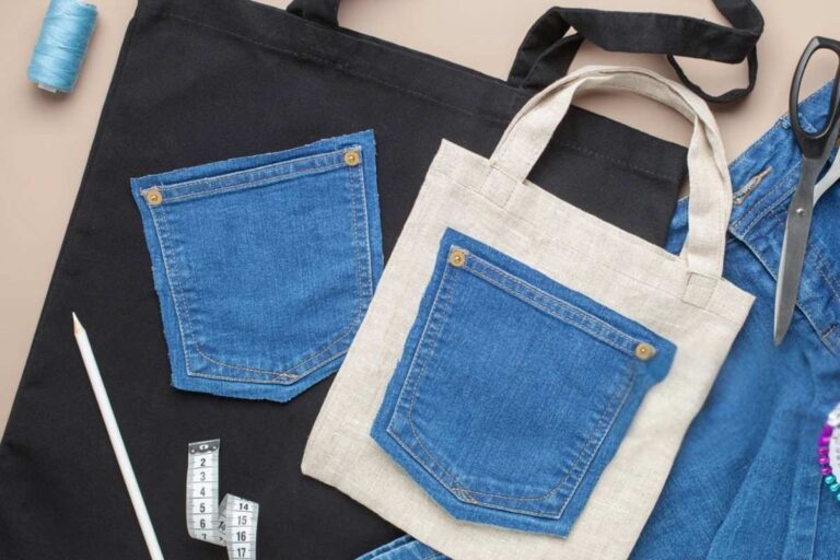 A person is customizing a tote bag