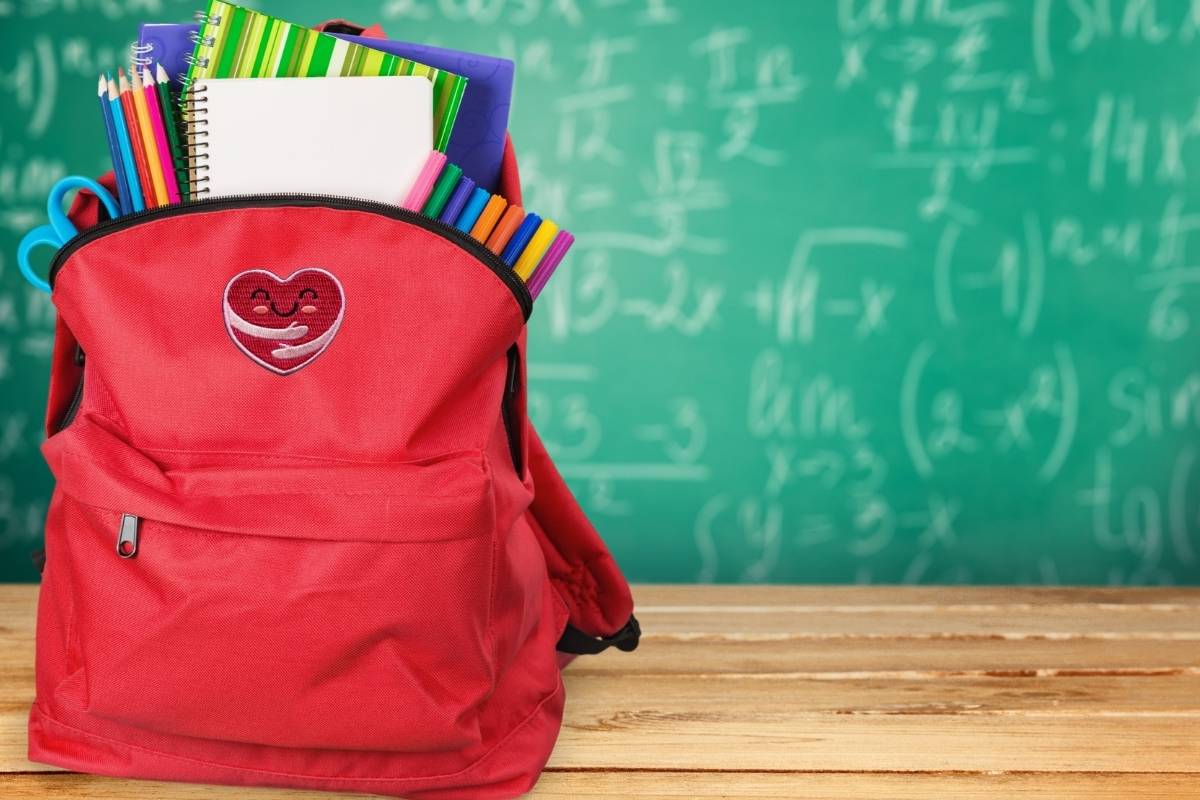 A personalized school bag kept on a table