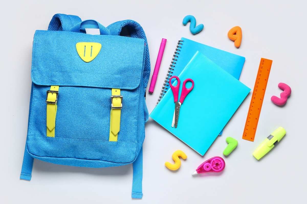 A small school bag that can be personalized is shown in the image