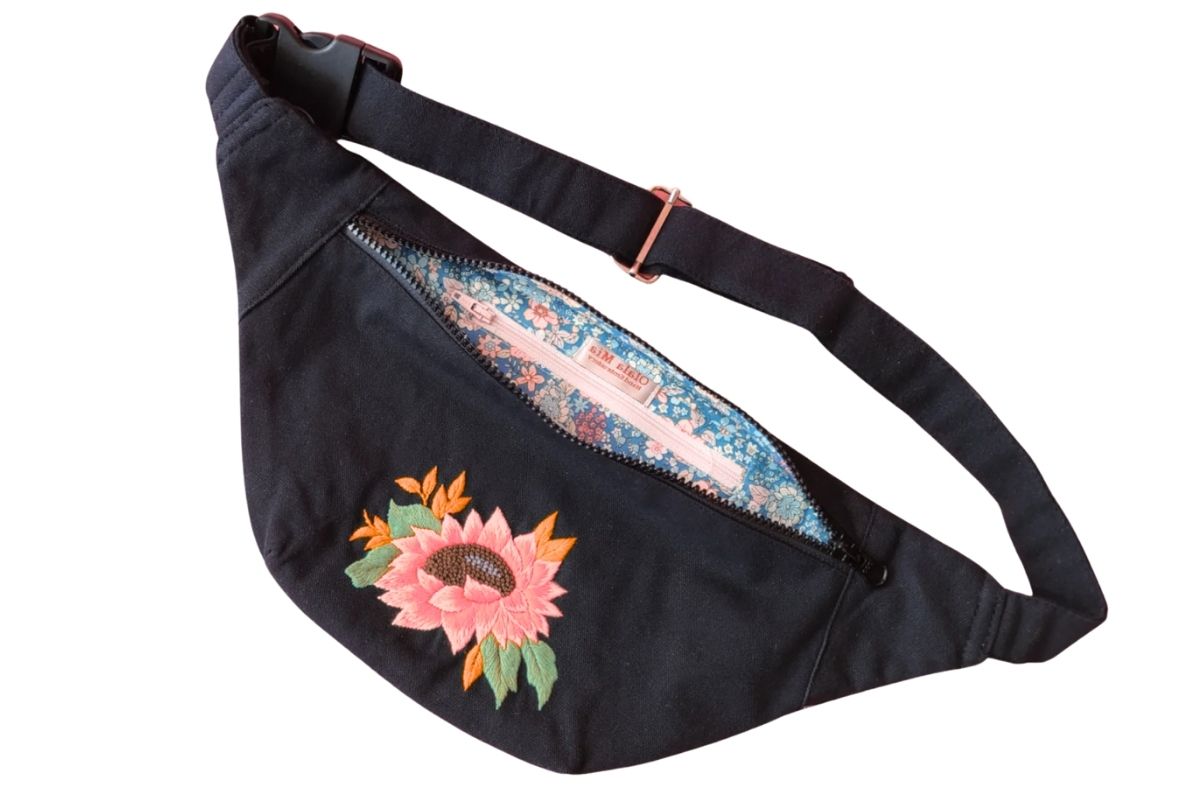 An embroidered fanny pack