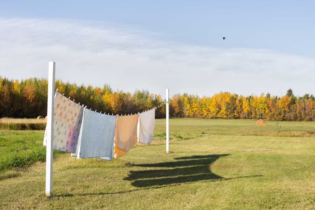 Custom fleece blankets being air-dried under sunlight
