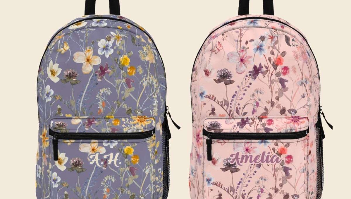 Two customized laptop backpacks kept together
