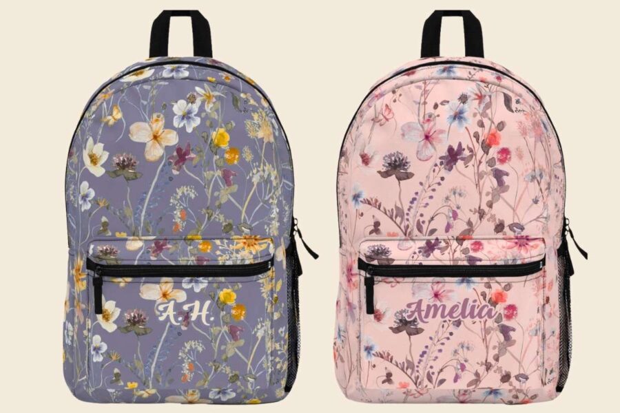Two customized laptop backpacks kept together