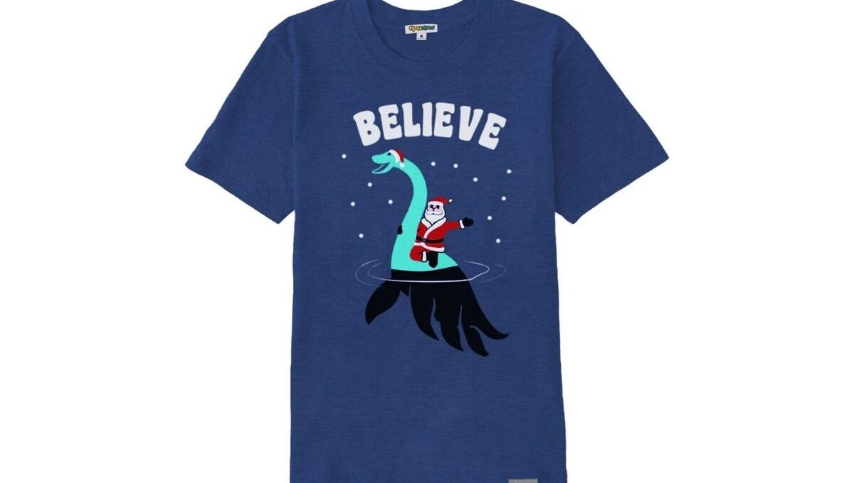 A christmas graphic t-shirt shown in the image