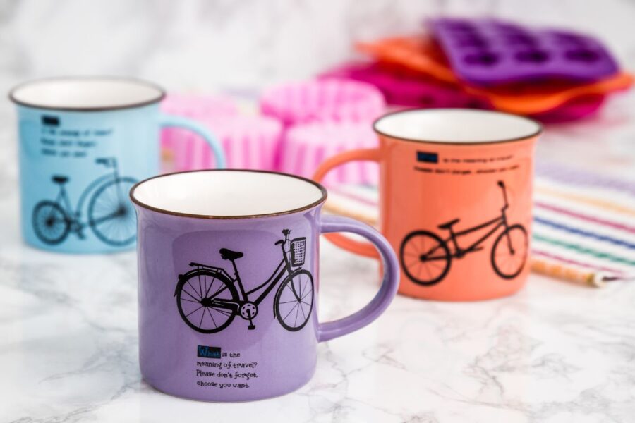 A collection of custom ceramic mugs