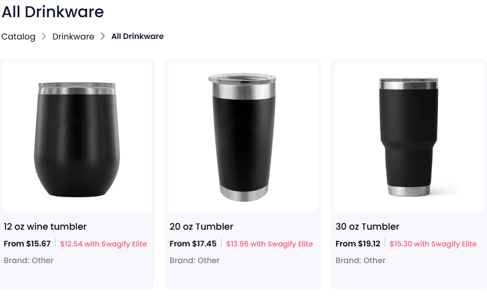 A collection of custom drinkware for sale