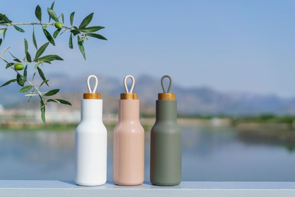 A collection of different eco stainless bottles placed together