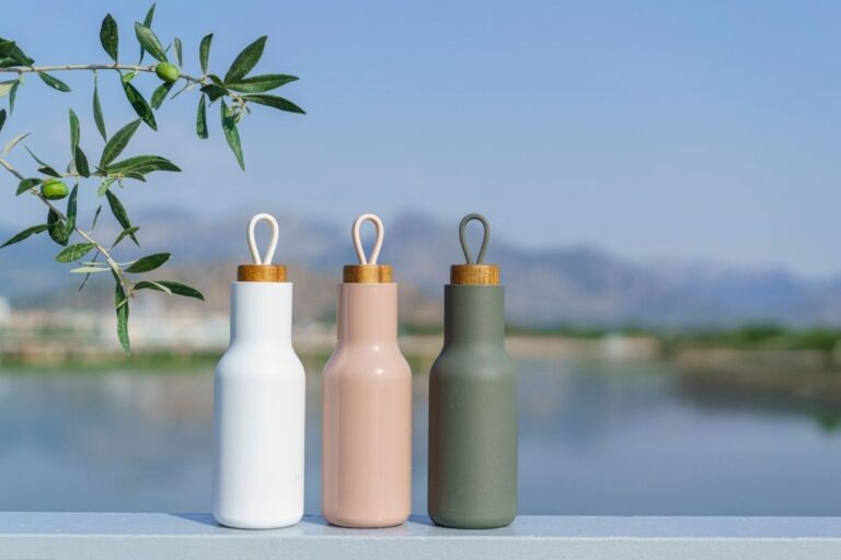 A collection of different eco stainless bottles placed together