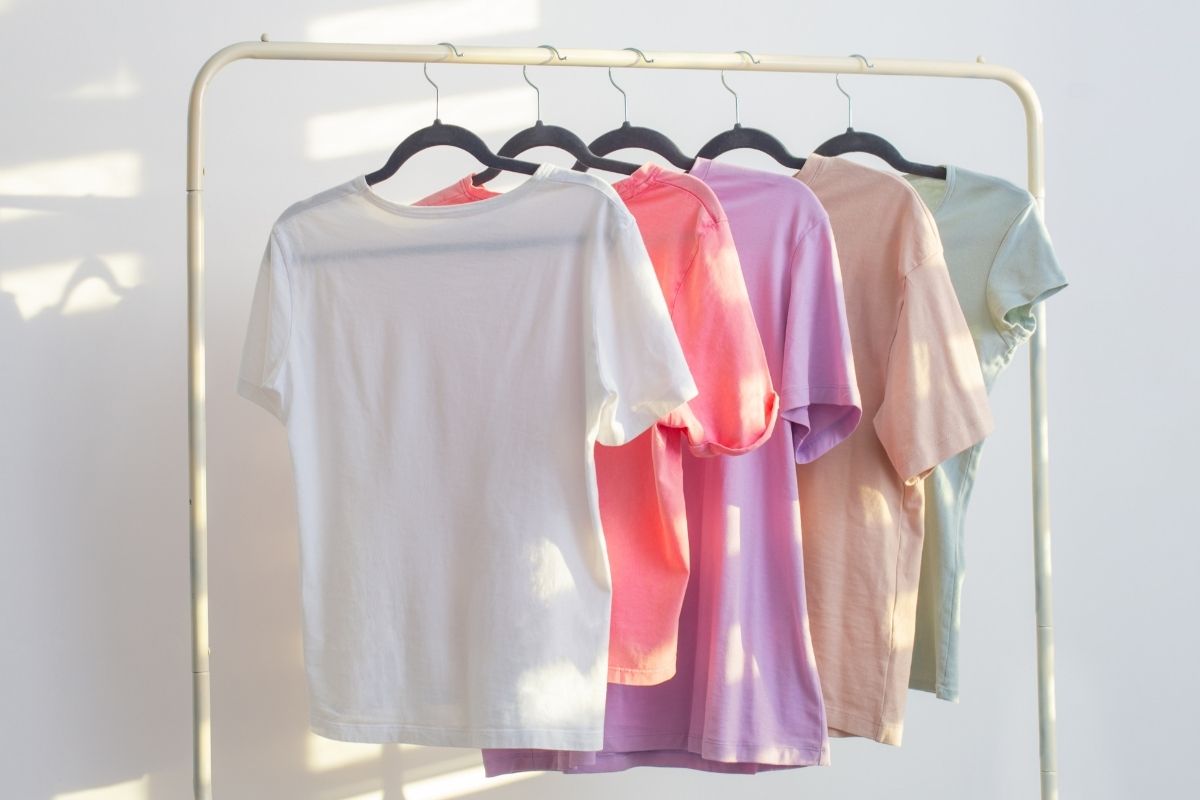 A collection of kids' T-shirts kept together for graphic printing
