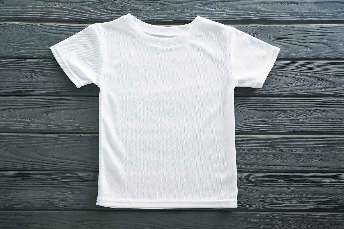 A cotton blend custom blank tees for print-on-demand kept on a table
