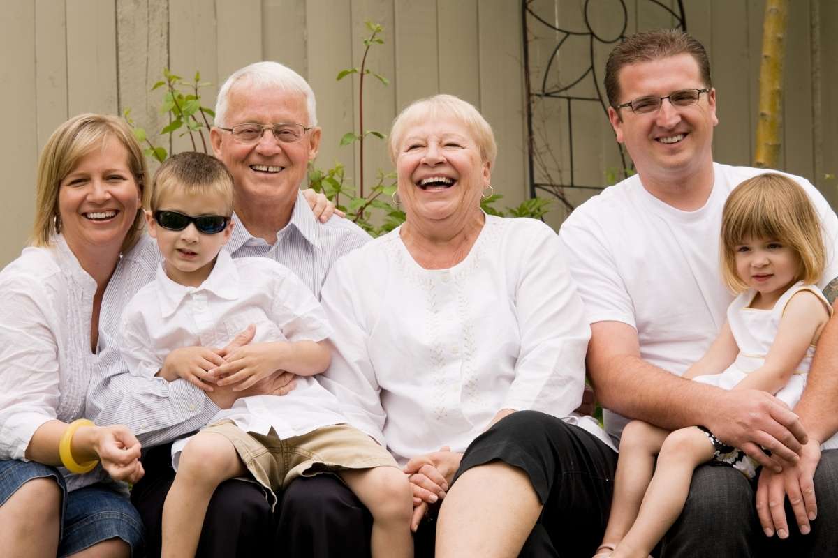 A family taking a photo together