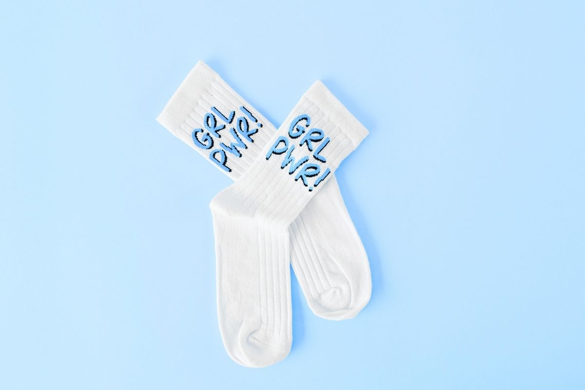 A pair of custom socks placed together