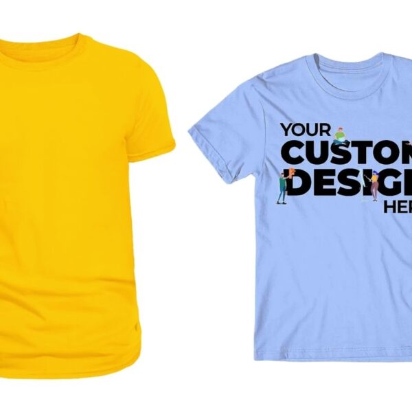 Plain vs Printed tees shown in the image