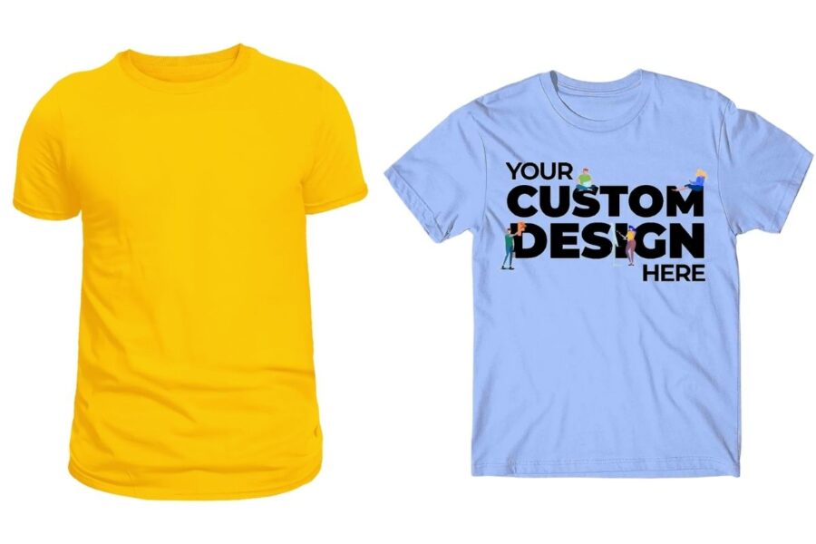 Plain vs Printed tees shown in the image
