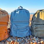 Three eco canvas backpacks kept with each other