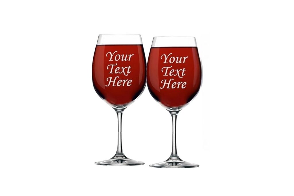 Two personalized wine glasses kept for customization