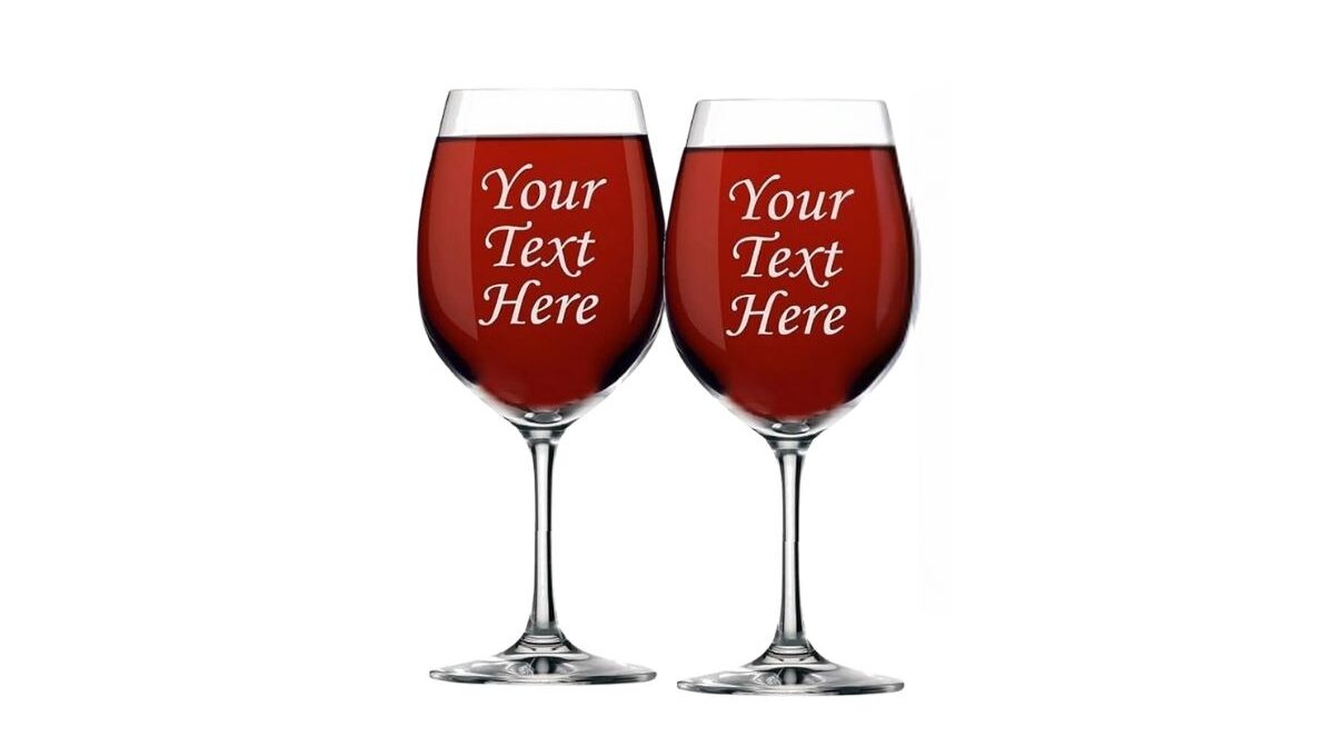 Two personalized wine glasses kept for customization