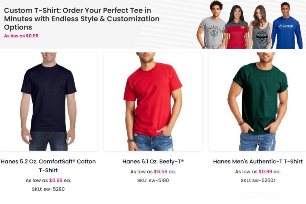 A collection of custom t shirt shown in the image