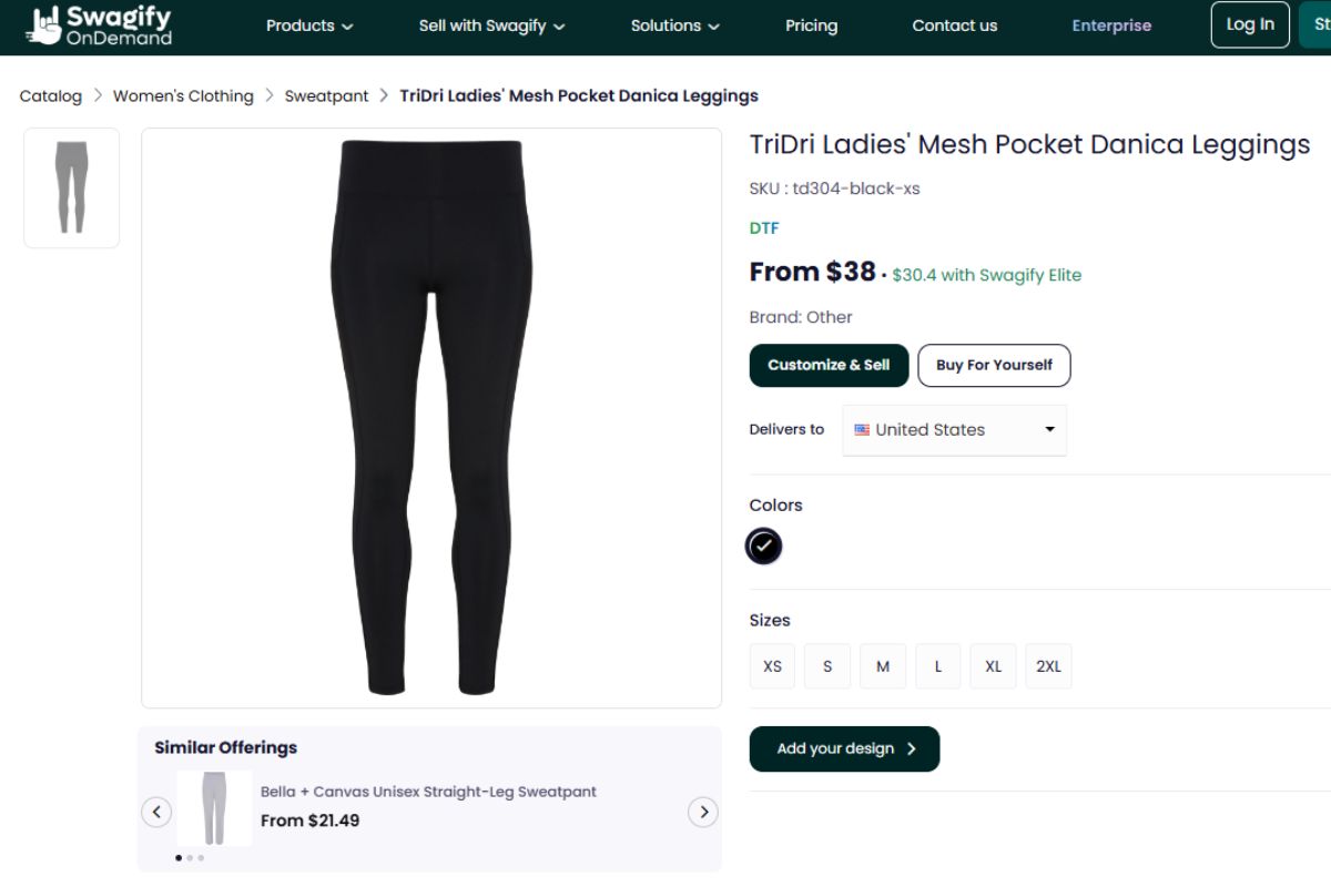 A customizable legging shown in the image